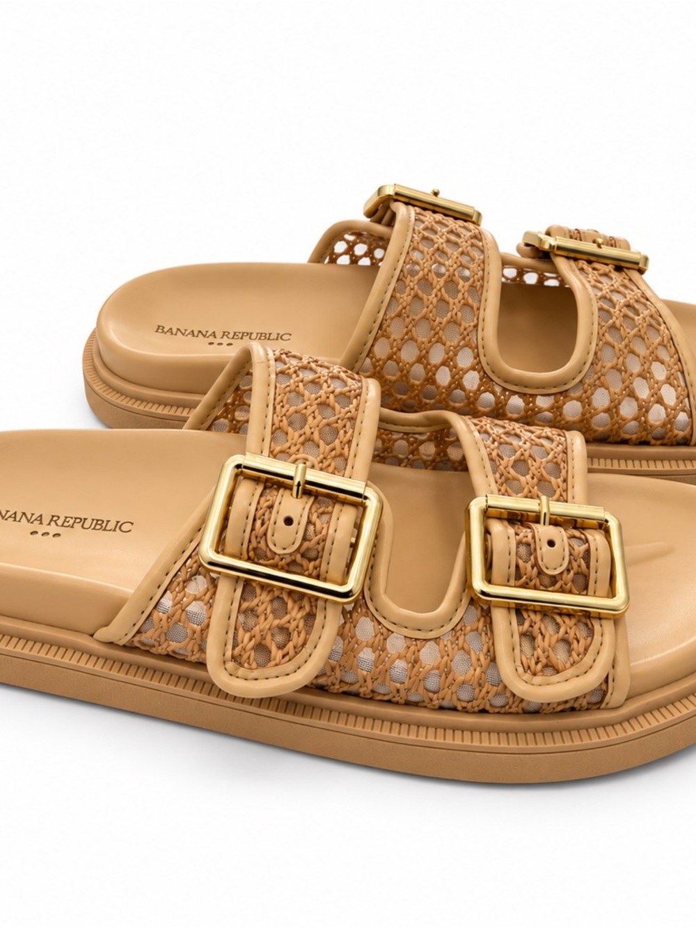 Banana Republic NWOT! Tan Woven Birkenstock Type Slide Sandals Never Worn